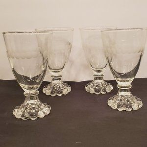 Anchor Hocking Vintage Boopie Etches Glasses 1950s Set of 4 - 4.5" appro…